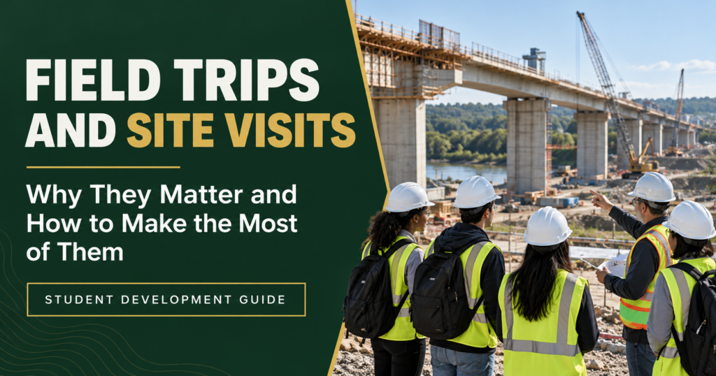 Engineering students learning during a civil engineering site visit